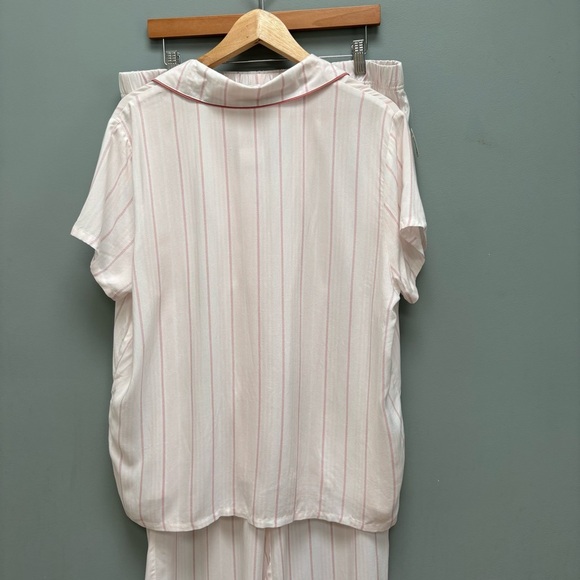 Splendid Sort Sleeve & Pants Button Up Pajamas Set Pink Stripe XL - Picture 5 of 6